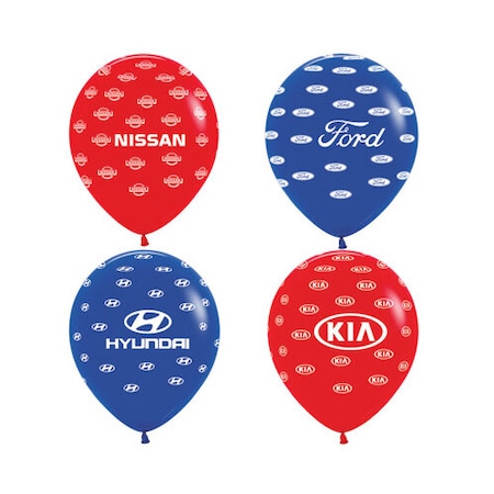 16 Dealer Latex Balloons (50/Pack): Nissan Red With White Imprint Pk